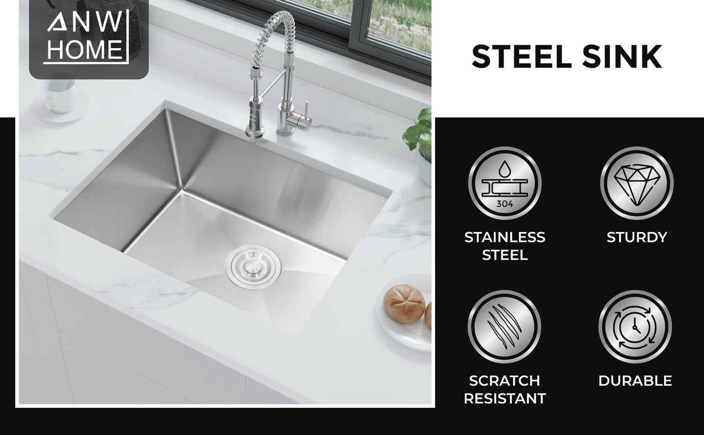 Stainless Steel Sink 54x44 Satin Inox