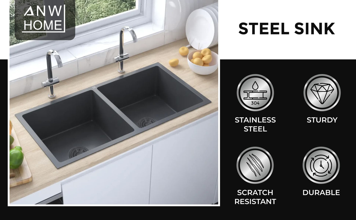 Stainless Steel Sink 80x45 PVD Graphit