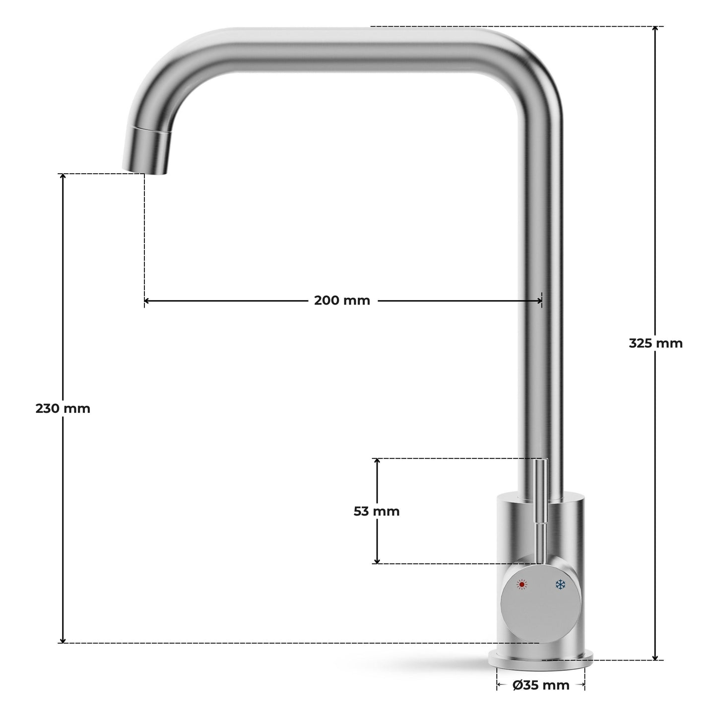 ANW HOME Low-Arc Brushed Inox Kitchen Faucet with 360° Swivel Spout – 325 mm
