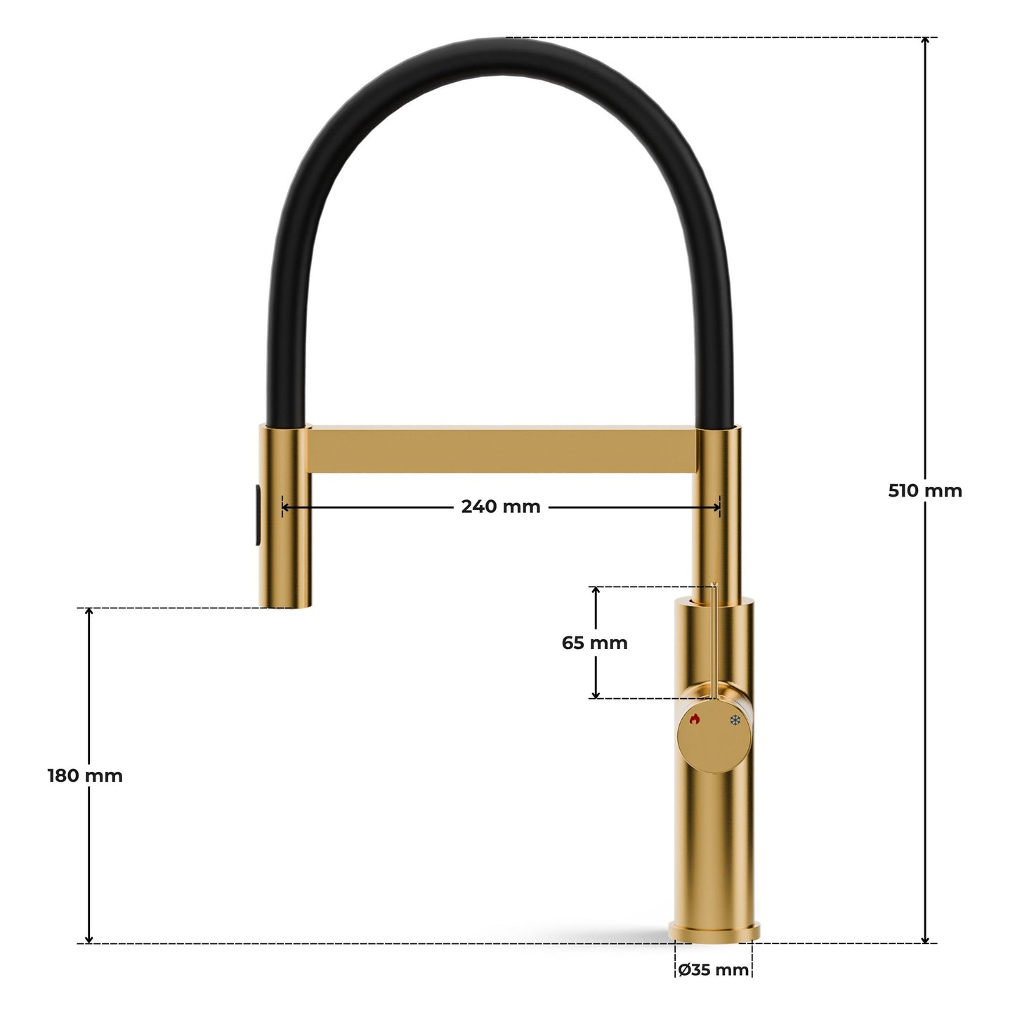 ANW HOME High-Arc Gold Kitchen Faucet with Pull-Out Spout and 360° Rotation – 520 mm