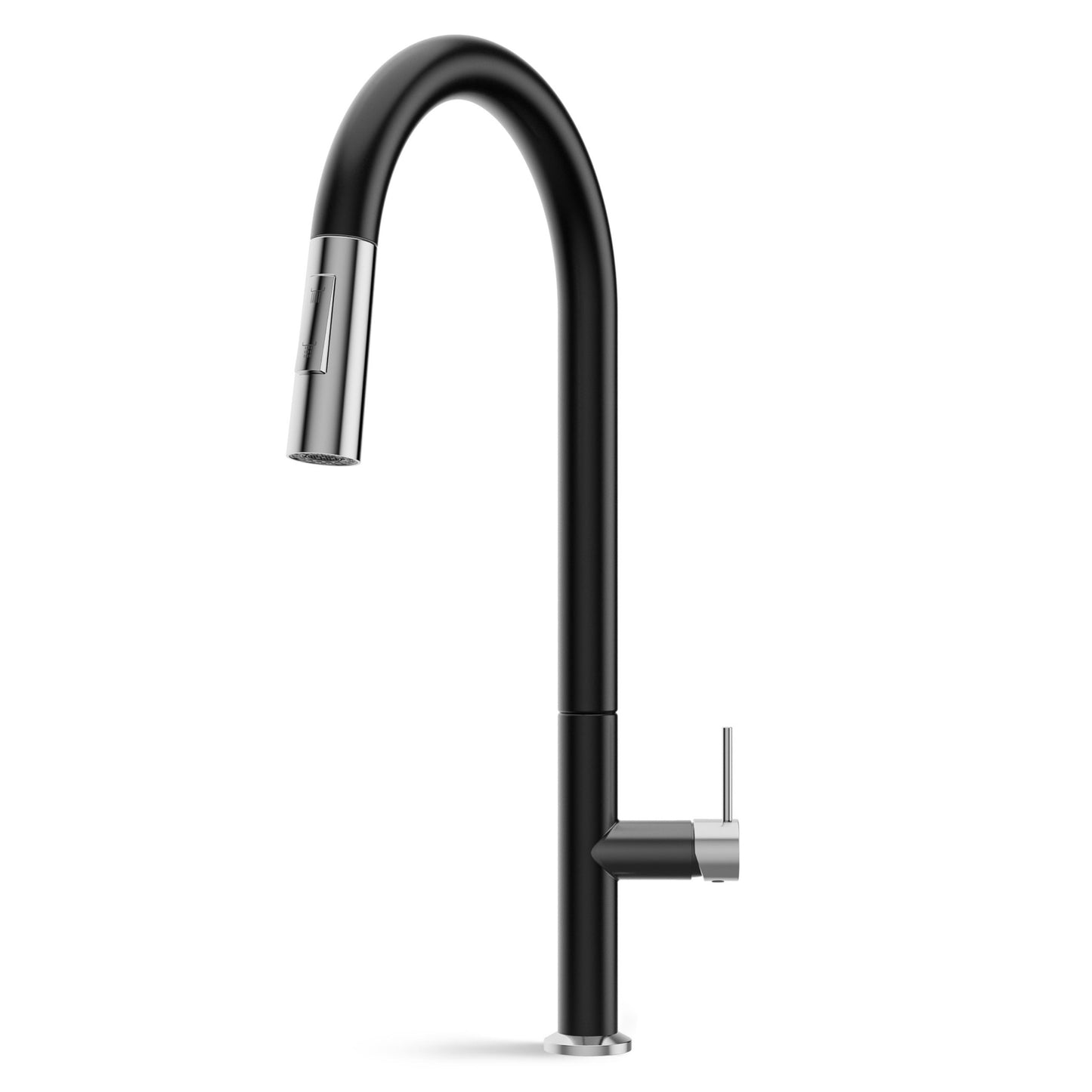 ANW HOME High-Arc Black & Chrome Kitchen Faucet with Pull-Out Spout and 360° Rotation – 455 mm