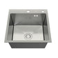 ANW HOME Kitchen Sink Stainless Steel Single Bowl Kitchen Sink 50 x 50 cm, Inset, Silver, Nano Coating, Thickness 3.0/1 mm, 22 cm Bowl Depth, with Waste Kit & Soap Dispenser