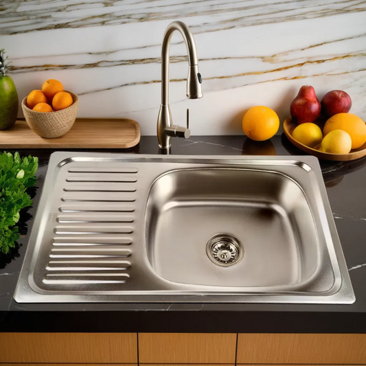 Stainless Steel Sink Satin 76x45x16 With Drainboard