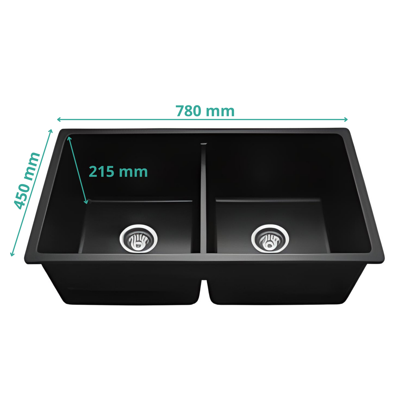 Kitchen sink Double bowl granite sink Black 78×45 siphon