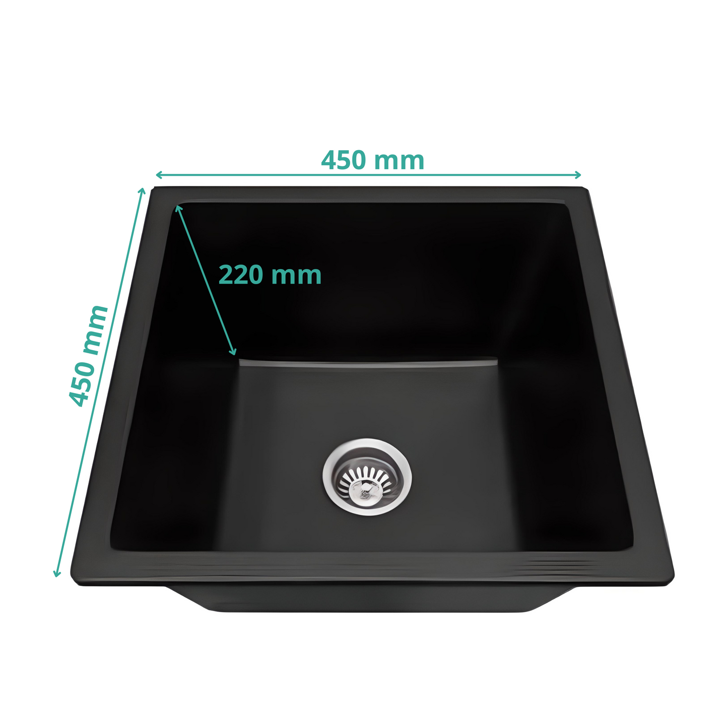 Kitchen sink Single-bowl granite sink Black 45x45 siphon