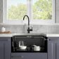 ANW HOME Spülbecken Küche Küchenspüle 1 Becken Unterbau Edelstahl 304 54x44 cm Graphit PVD Nano-Beschichtung Stärke 3,0/1 mm mit Siphon