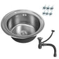 ANW HOME Spülbecken Küche, Küchenspüle Edelstahl 1 Becken, Einbauspüle Rund Ø51 cm, Edelstahl 201, Silber, Anti-Kratz Oberfläche, Stärke 1 mm, mit Siphon