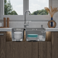 ANW HOME Evier Cuisine 2 Bacs à Encastrer, Évier Inox 304, 61x51 cm, Argent, Finition Nano, Épaisseur 3,0+1 mm, avec Siphon, Distributeur de Savon et Panier