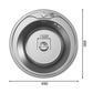 ANW HOME Spülbecken Küche, Küchenspüle Edelstahl 1 Becken, Einbauspüle Rund  49 cm, Silber, Anti-Kratz-Oberfläche, Stärke 1 mm, 18 cm Tiefe, mit Siphon