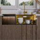 ANW HOME Evier Cuisine 1 Bac avec Égouttoir, Evier Inox à Encastrer 304, 78x50 cm, Or PVD, Finition Nano, Épaisseur 3,0+1 mm