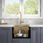 ANW HOME Spülbecken Küche Edelstahl, Küchenspüle  37x45 cm, Unterbau 1 Becken, Gold PVD, Nano-Beschichtung, Stärke 3,0+1 mm, Tiefe 22 cm, mit Siphon