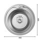 ANW HOME Spülbecken Küche Edelstahl, Küchenspüle Rund Ø49 cm, Einbauspüle, Satinierte Oberfläche, Stärke 1 mm, mit Siphon