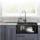 ANW HOME Kitchen Sink, Single Bowl Kitchen Sink, Stainless Steel with Drainer, Topmount 78x50 cm, Graphite PVD, Nano-Coated Finish, Thickness 3.0+1 mm