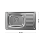 ANW HOME Kitchen Sink, Single Bowl with Drainer, Stainless Steel Sink 76x45 cm, Silver, Satin Finish, Thickness 0.6 mm, with Siphon