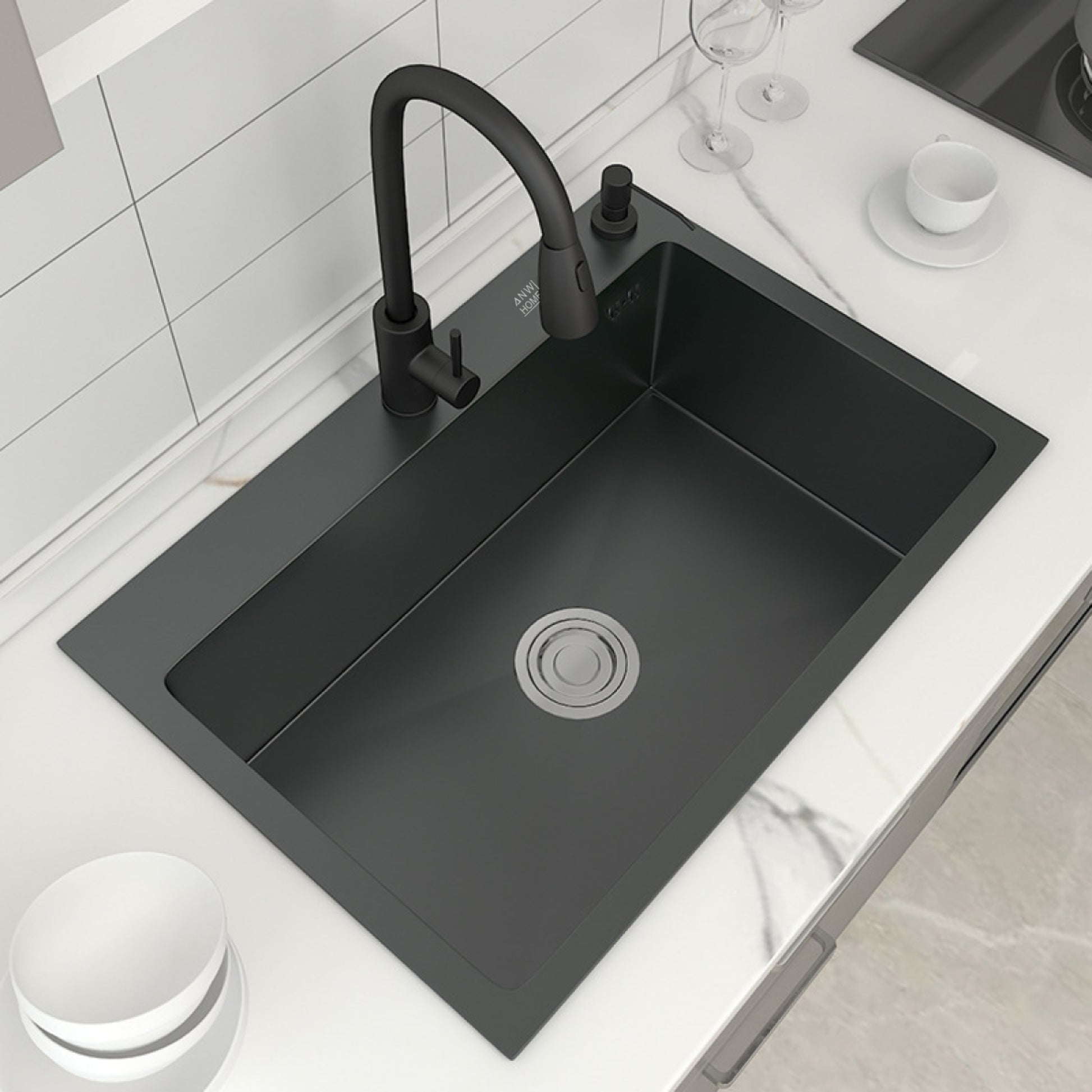 stainless steel kitchen sink color black size 55x43