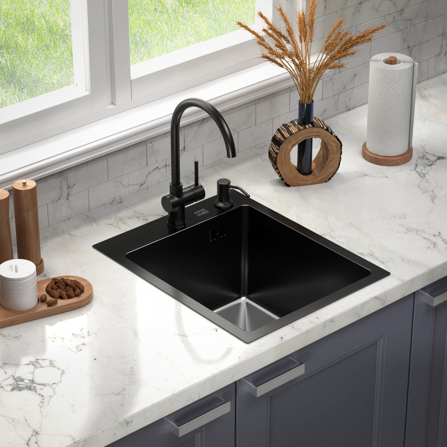 Fregadero de cocina de acero 4050 Color negro