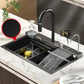 Acero Smart Sink 7546D con grafito de grifo en cascada