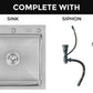 stainless steel kitchen sink color silver size 50x50 with siphon and strainer