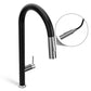 ANW HOME High-Arc Black & Chrome Kitchen Faucet with Pull-Out Spout and 360° Rotation – 455 mm