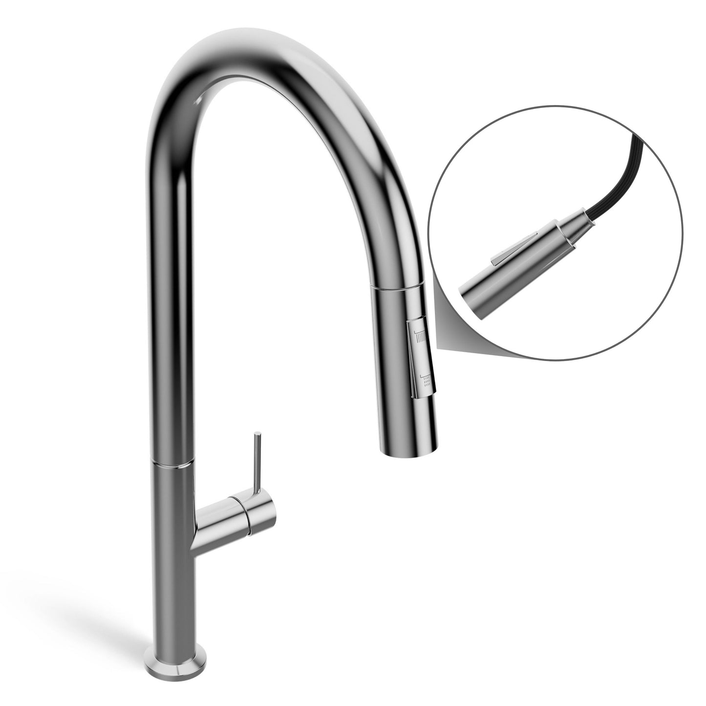 ANW HOME High-Arc Chrome Kitchen Faucet with Pull-Out Spout and 360° Rotation – 455 mm