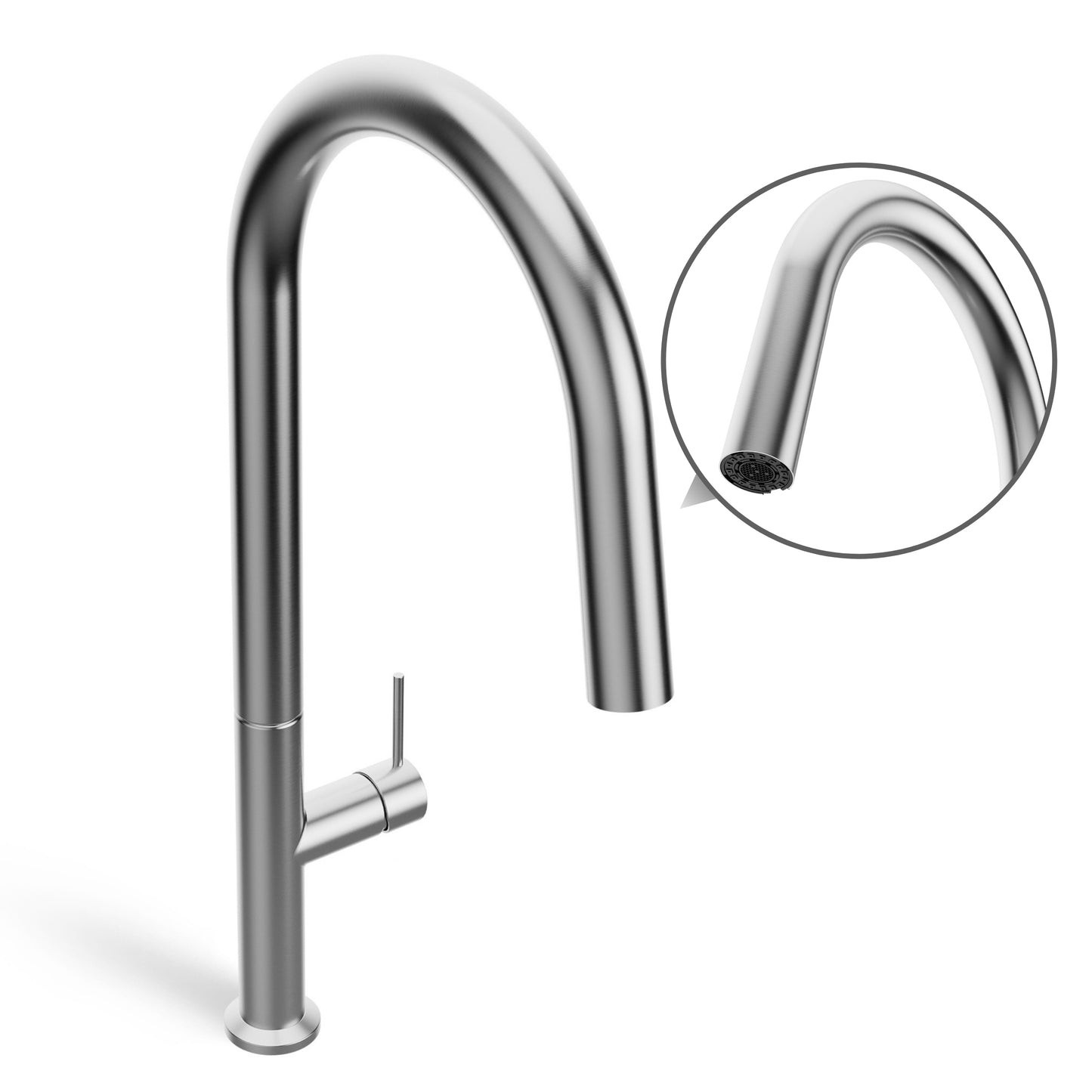 ANW HOME High-Arc Brushed Inox Kitchen Faucet with Pull-Out Spout and 360° Rotation – 455 mm