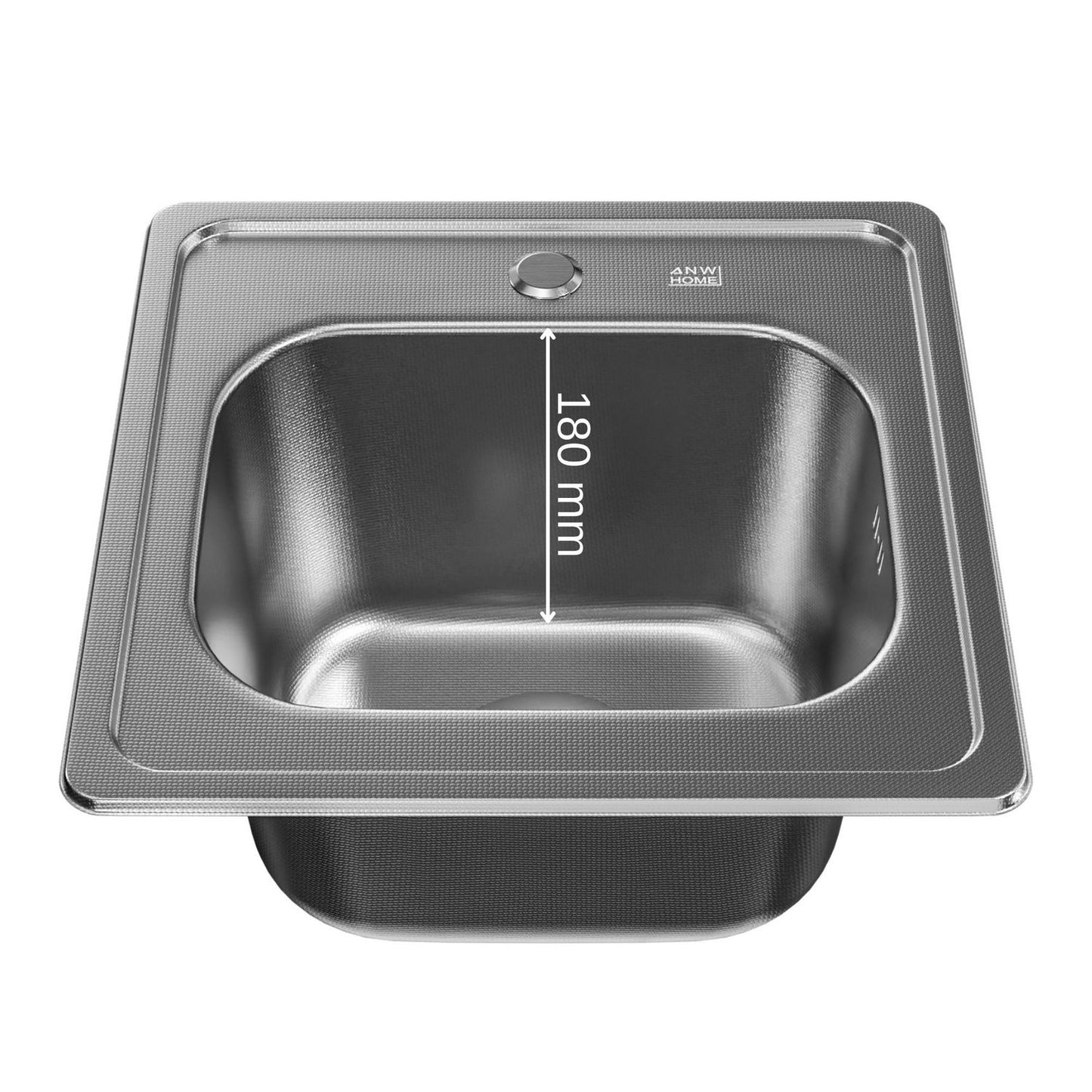 ANW HOME Einbauspüle Edelstahl 38x38 cm Spülbecken Küche Edelstahl mit Siphon Küchenspüle 1 Becken 18 cm Tiefe mit Siphon und Ablaufgarnitur