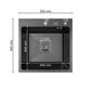 ANW HOME Kitchen Sink Stainless Steel, Single Bowl Kitchen Sink 50x50 cm, Black, Topmount, Nano-Coated, Thickness 3.0/1 mm, 22 cm Deep, with Siphon, Soap Dispenser and Basket