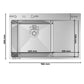 ANW HOME Fregadero Cocina 1 Seno, sobre Encimera con Escurridor, Fregadero Cocina Acero Inoxidable 304, 78x50 cm, Plata, Acabado Nano, Grosor 3,0/1 mm, con Sifón y Dispensador