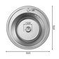 ANW HOME Spülbecken Küche, Einbauspüle Edelstahl 201, Spülbecken Edelstahl Rund Ø51 cm ohne Abtropffläche, Silber, Satinierte Oberfläche, Stärke 1 mm, 20 cm Tief, mit Siphon