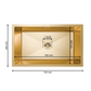 ANW HOME Spülbecken Küche 1 Becken Unterbau Spülbecken Edelstahl 304 74x44 cm Gold PVD Nano-Beschichtung Stärke 3+1 mm mit Siphon