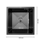 ANW HOME Spülbecken Küche Küchenspüle Unterbauspüle 1 Becken 44x44 cm Graphit PVD mit Nano-Beschichtung, Stärke 3.0+1 mm, mit Siphon