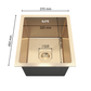 ANW HOME Spülbecken Küche Edelstahl, Küchenspüle  37x45 cm, Unterbau 1 Becken, Gold PVD, Nano-Beschichtung, Stärke 3,0+1 mm, Tiefe 22 cm, mit Siphon