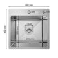 ANW HOME Lavandino Cucina, Lavello Cucina 1 Vasca 46x45 cm in Acciaio Inox con Finitura Nano, Spessore 3.0+1 mm, da Incasso, Argento, con Sifone, Dosatore e Cestello