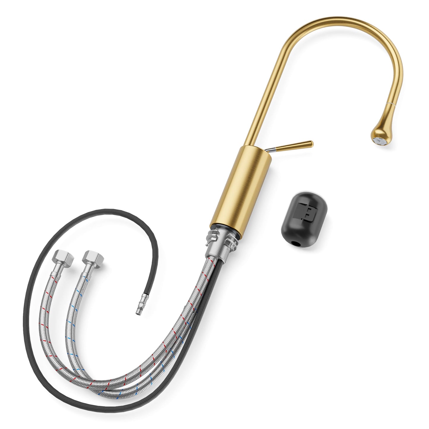 ANW HOME High-Arc Gold Kitchen Faucet with Pull-Out Spout and 360° Rotation – 445 mm