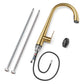 ANW HOME Medium-Arc Brushed Gold Kitchen Faucet with Pull-Out Spout and 360° Rotation – 430 mm