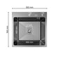 ANW HOME chiuvetă de bucătărie, chiuvetă cu o singură cuvă din oțel inoxidabil 50x50 cm fără scurgător, grafit PVD cu strat nano, grosime 3,0+1 mm, adâncime cuvă 22 cm, cu sifon