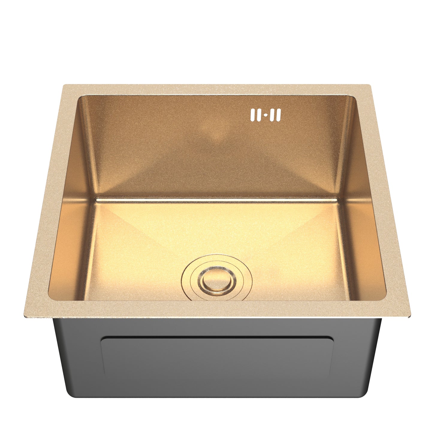 ANW HOME 44 x 44 cm Unterbauspüle für die Küche – Gold-PVD-Edelstahl mit Siphon und Montagesatz