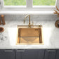 46x45 cm Single-Bowl Kitchen Sink – Gold Finish, 220 mm Deep, Top-Mount, Accessories Included