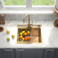46x45 cm Single-Bowl Kitchen Sink – Gold Finish, 220 mm Deep, Top-Mount, Accessories Included