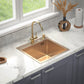 46x45 cm Single-Bowl Kitchen Sink – Gold Finish, 220 mm Deep, Top-Mount, Accessories Included