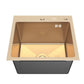 46x45 cm Single-Bowl Kitchen Sink – Gold Finish, 220 mm Deep, Top-Mount, Accessories Included
