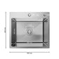 ANW HOME kuchyňský dřez, jednodřez z nerezové oceli 50x45 cm, horní montáž, hloubka 22 cm, tloušťka 3,0+1 mm, nano povrch proti poškrábání, se sifonem, dávkovačem saponátu a košíkem