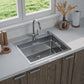 ANW HOME Lavello Cucina 1 Vasca, Lavandino Cucina in Acciaio Inox 304 con Montaggio Superiore, 60x50 cm, Argento, Finitura Nano, Spessore 3+1 mm, Profondità 22 cm, con Sifone