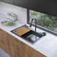 ANW HOME Küchenspüle Einbauspüle, Spülbecken 1 Becken Multifunktion aus 304 Edelstahl, 75x45 cm, Graphit PVD, Nano Anti-Kratz, 3/1 mm, 23 cm Tief, mit Wasserfallhahn