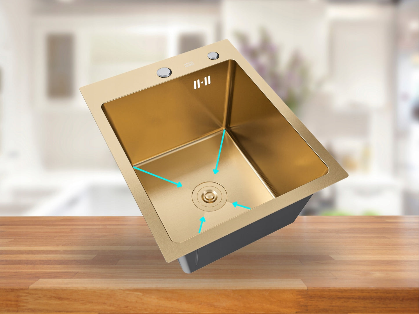 Modern Luxury Nano Gold Stainless Steel Sink PVD 4050 with Drain