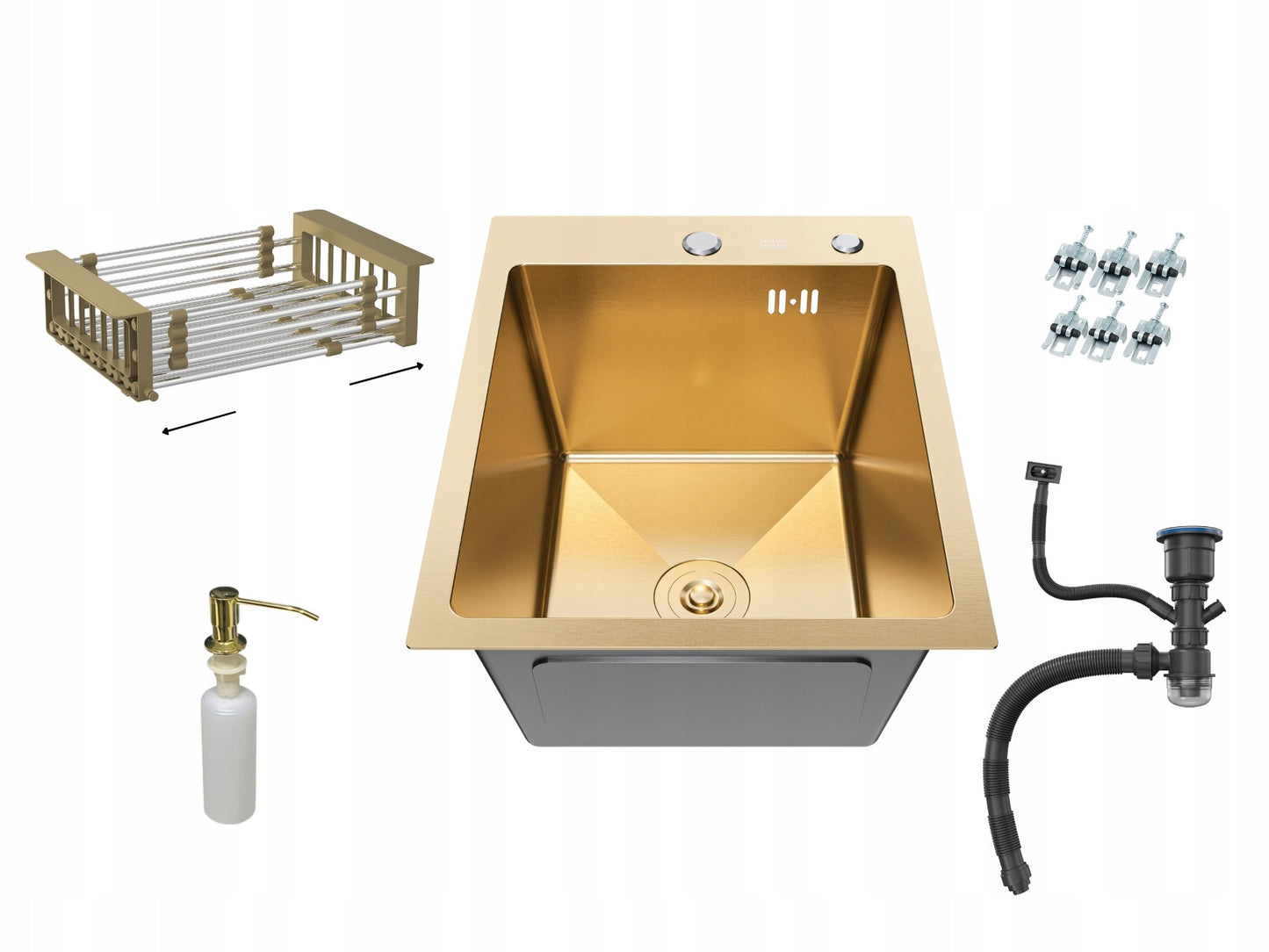 Modern Luxury Nano Gold Stainless Steel Sink PVD 4050 with Drain