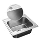 ANW HOME Spülbecken Küche, Küchenspüle Einbauspüle Edelstahl 1 Becken  48x48 cm, Silber, Kratzfestes Finish, Stärke 1 mm, Tiefe 18 cm, mit Siphon