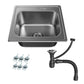 ANW HOME Spülbecken Küche, Küchenspüle Einbauspüle Edelstahl 1 Becken  48x48 cm, Silber, Kratzfestes Finish, Stärke 1 mm, Tiefe 18 cm, mit Siphon