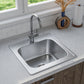 ANW HOME Spülbecken Küche, Küchenspüle Einbauspüle Edelstahl 1 Becken  48x48 cm, Silber, Kratzfestes Finish, Stärke 1 mm, Tiefe 18 cm, mit Siphon