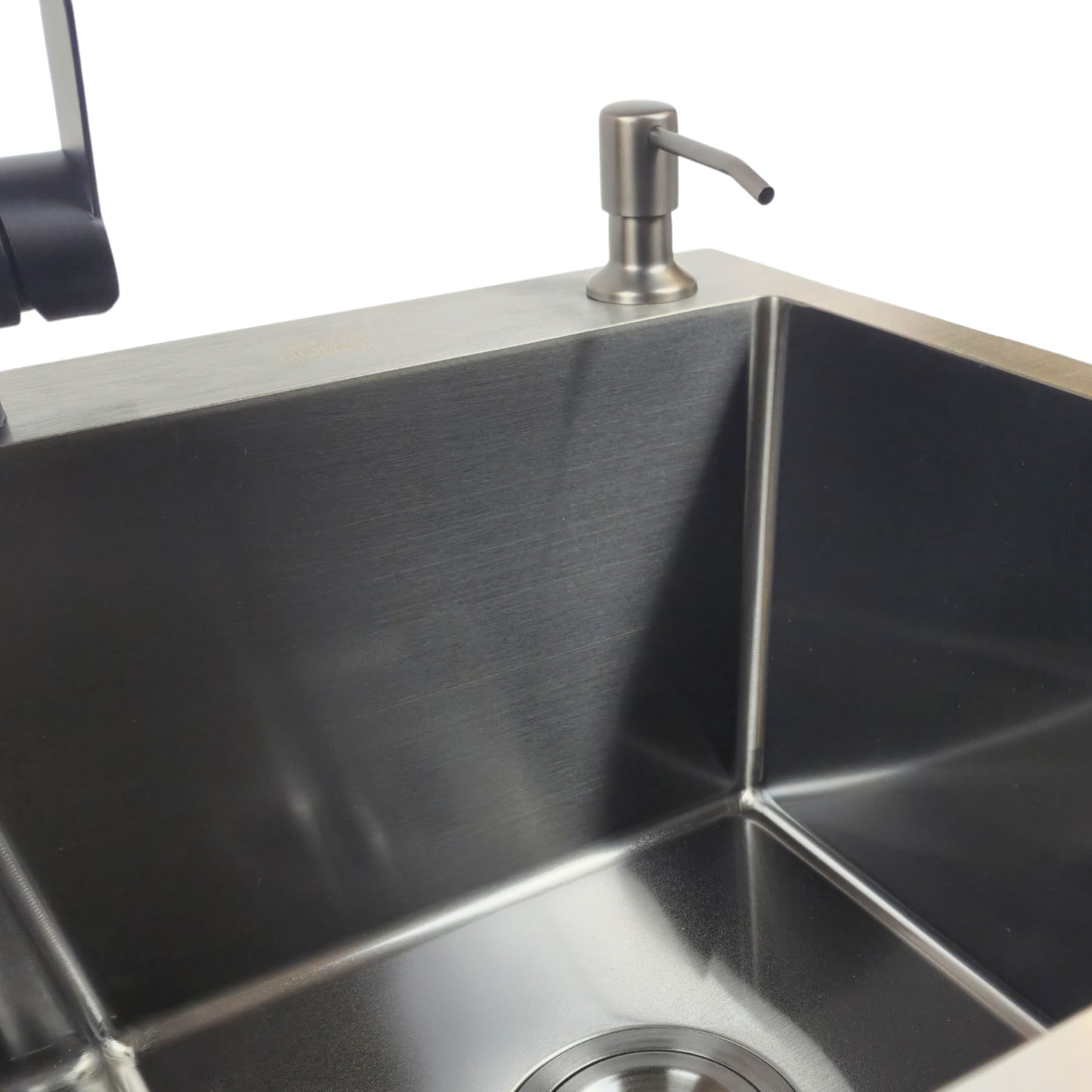 Stainless steel double bowl kitchen sink Graphite 78x43 dispenser, basket